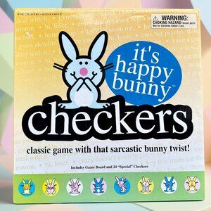 It's Happy Bunny Checkers Classic Game with Sarcastic Bunny Twist Jim Benton